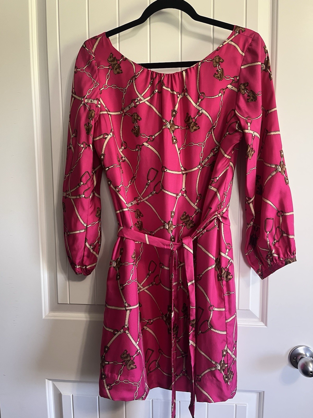 Britt Ryan 100% Silk Dress Made In USA Equestrian Horses 🐴 Size 8 Summer READ