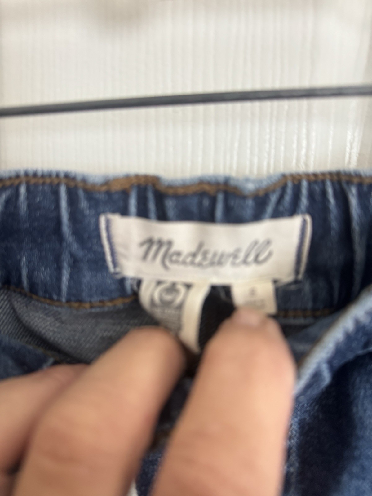 Madewell Pull On Straight Jeans Womens Small High Rise Stretch Dark Wash Denim