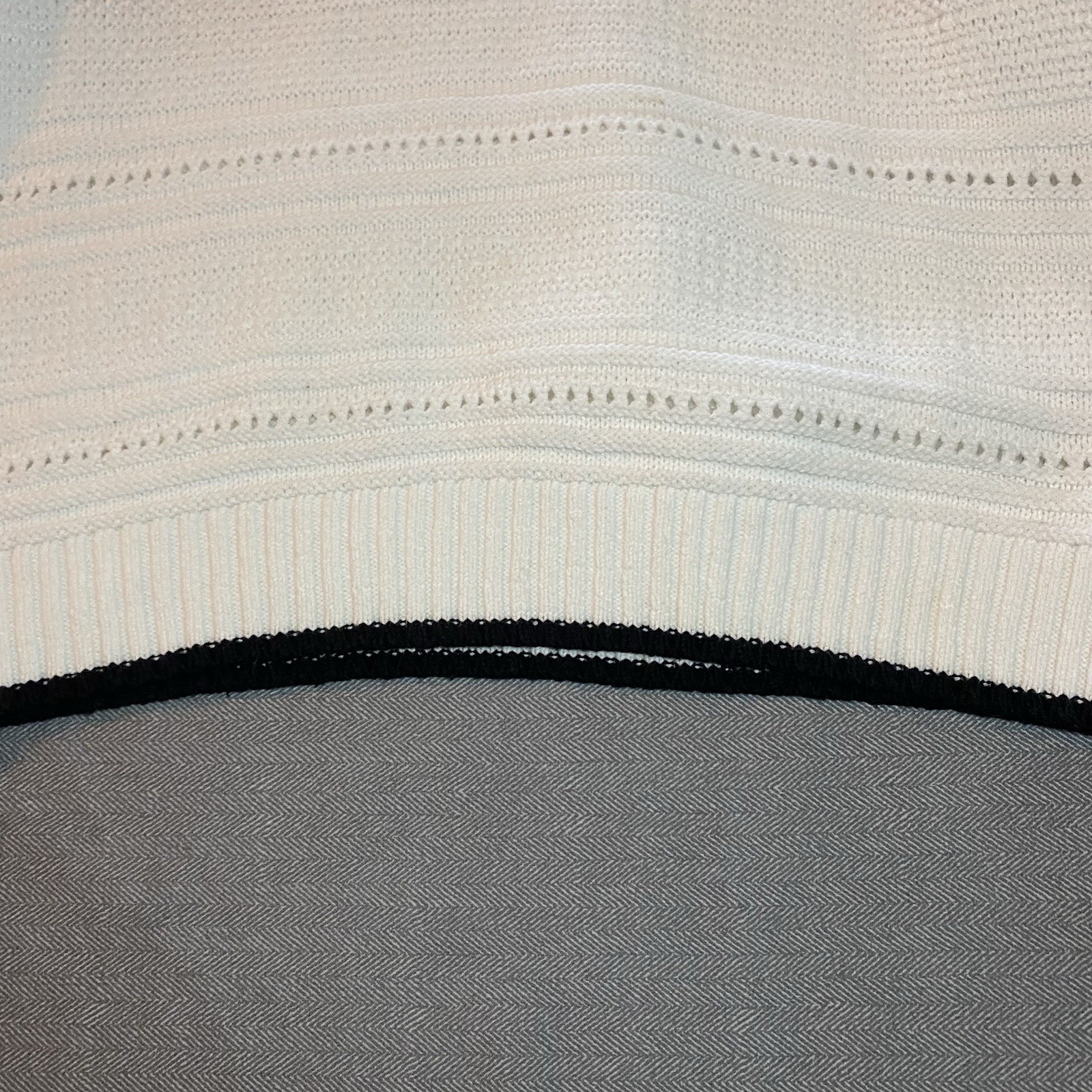 Free Assembly White Knit Sweater Vest Black Trim Size Small Cottagecore