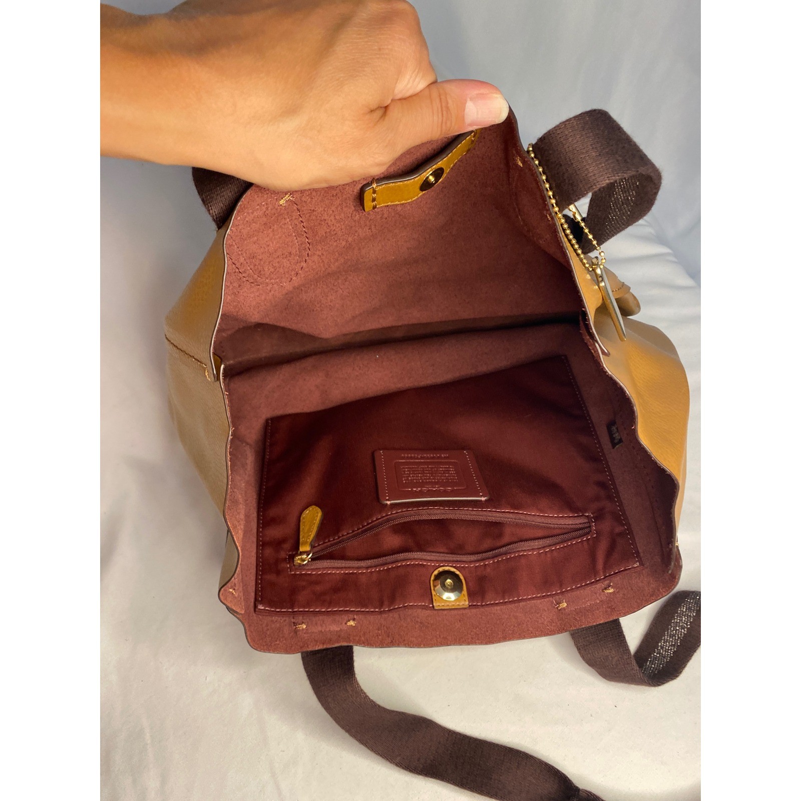 Coach Derby Tote Bag Purse Saddle Brown Pebbled Leather Womens F58660 Office