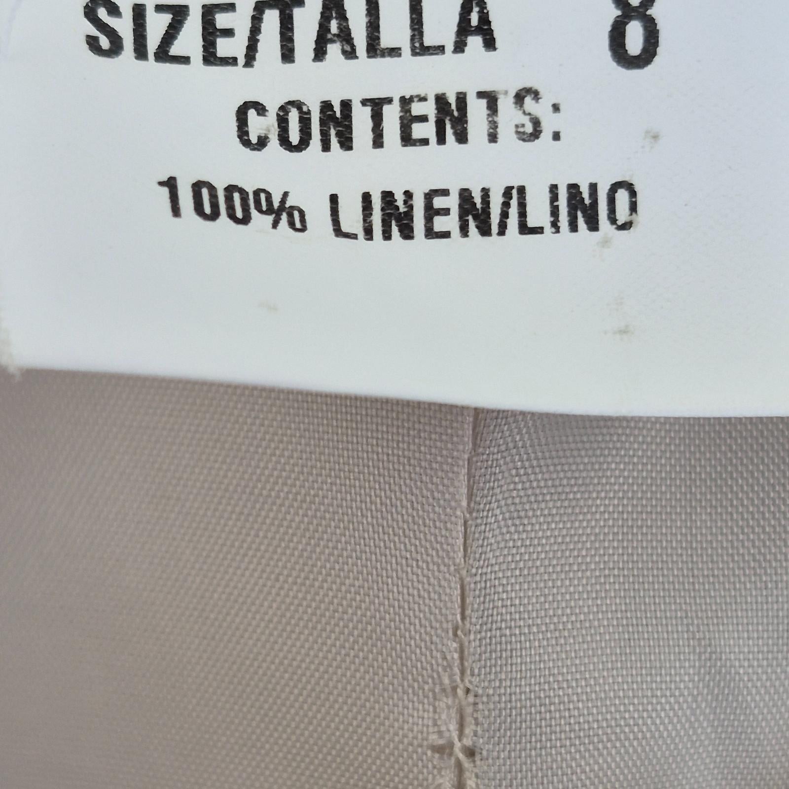 Harvé Benard Suit 8 Trousers 8 W28 L27 Beige Womens 100% Linen Straight 2 Piece