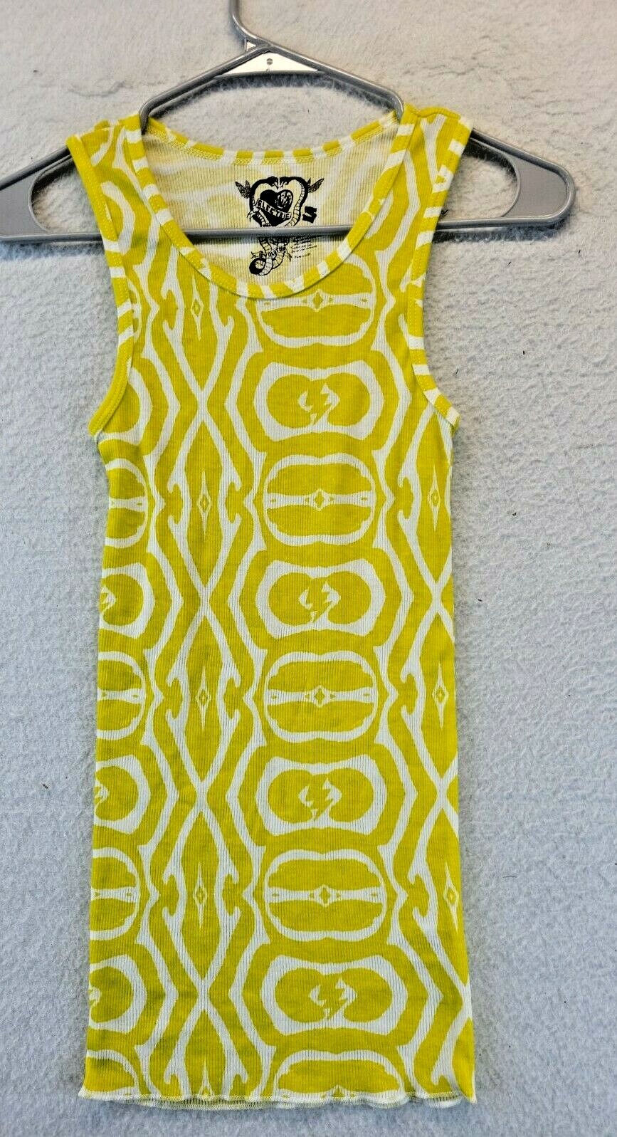 Electric Visual Revolution Yellow Graphic Sleeveless Tank Top Shirt Womens Small
