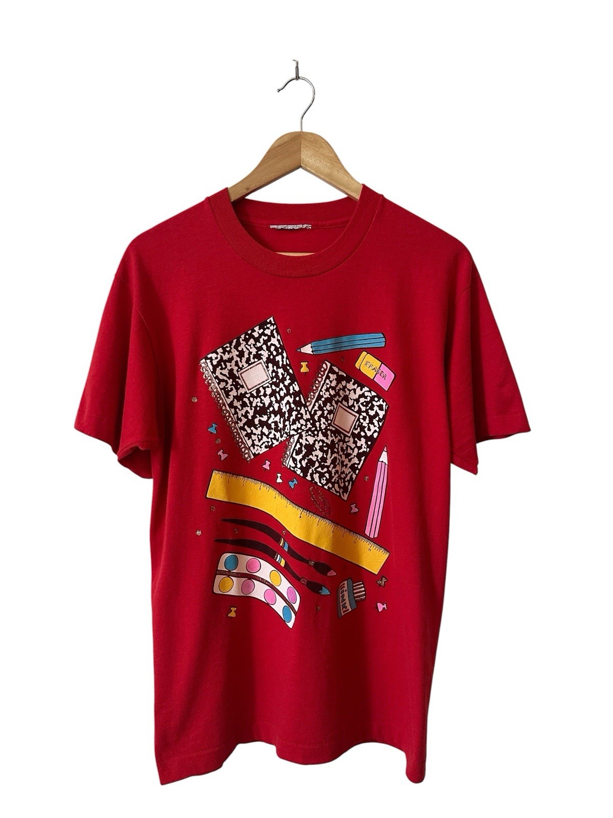 Vintage School T Shirt Men’s Medium Red Homework Art Class 90’s