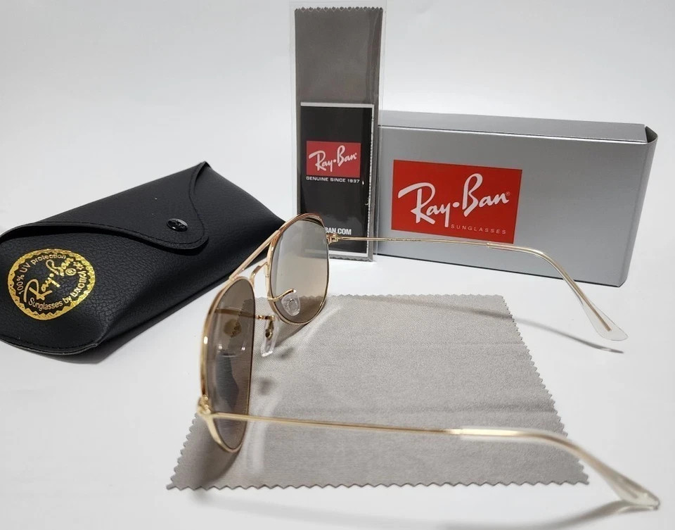 Ray-Ban RB3025 Gold Frame Gradient Brown Glass Aviator Sunglasses 58mm