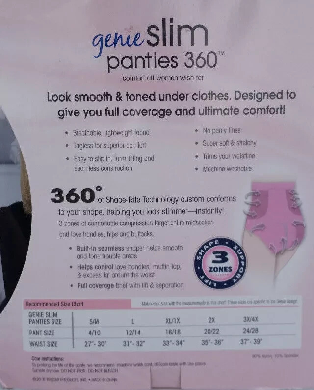 GENIE SLIM PANTIES 360 SLIMS & TRIMS!!! SIZE ~ 2X ~ 1 NUDE AND 1 BLACK