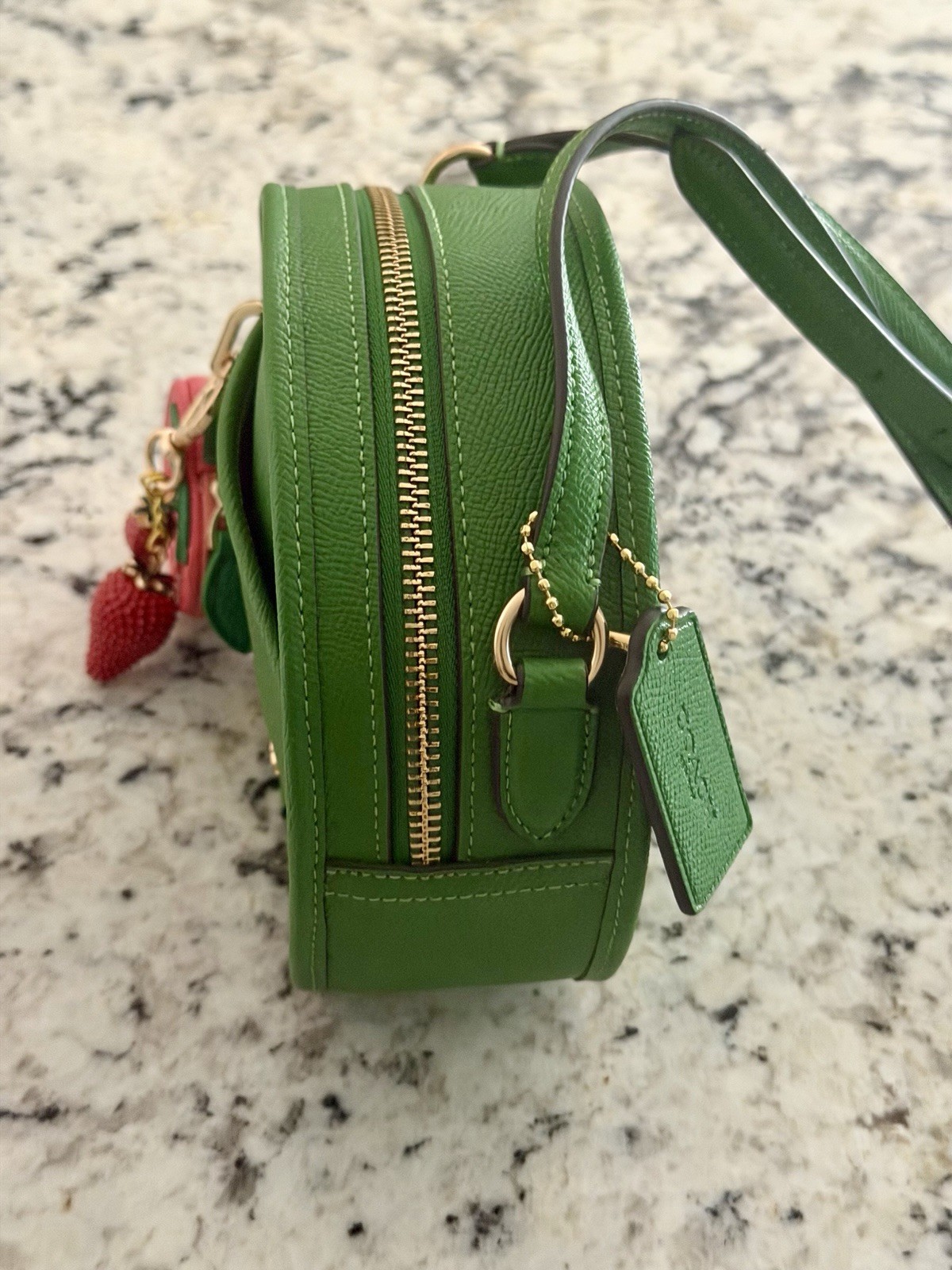 Coach Canteen Crossbody Bag Pebble Leather Gold/Kelly Green NWOT 75516
