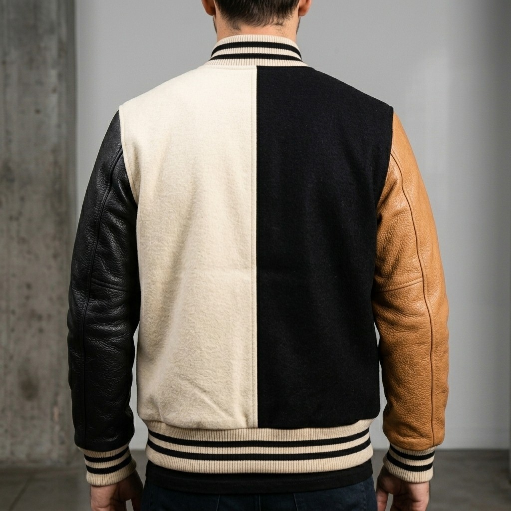 Varsity Letterman Wool &Real Leather Bomber Retro Sports Baseball College Jacket