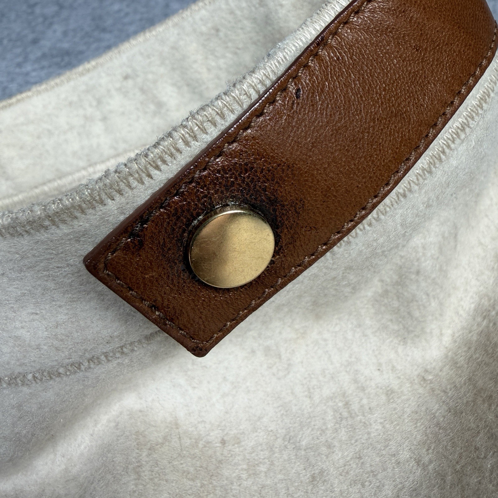 Vintage Gucci Cashmere Wool Beige Leather Buckle Women’s Dress Pants Size IT 46