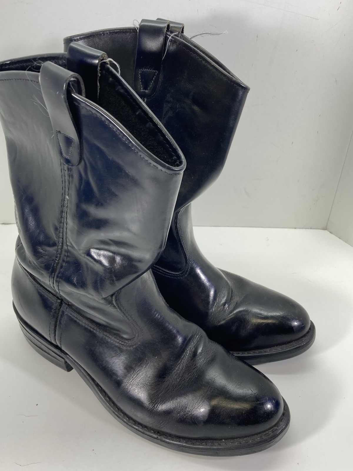 Iron Age Steel Toe Safety Roper Boots Men Size 9 EE Wide Black Leather Western