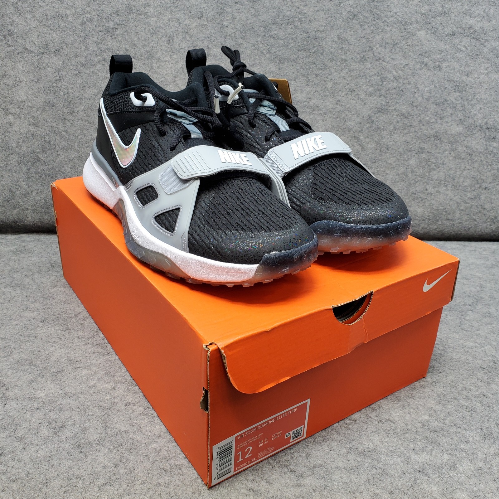 NIB Nike Shoes Men’s Size 12 Black/White Air Zoom Diamond Elite Turf DZ0503-001