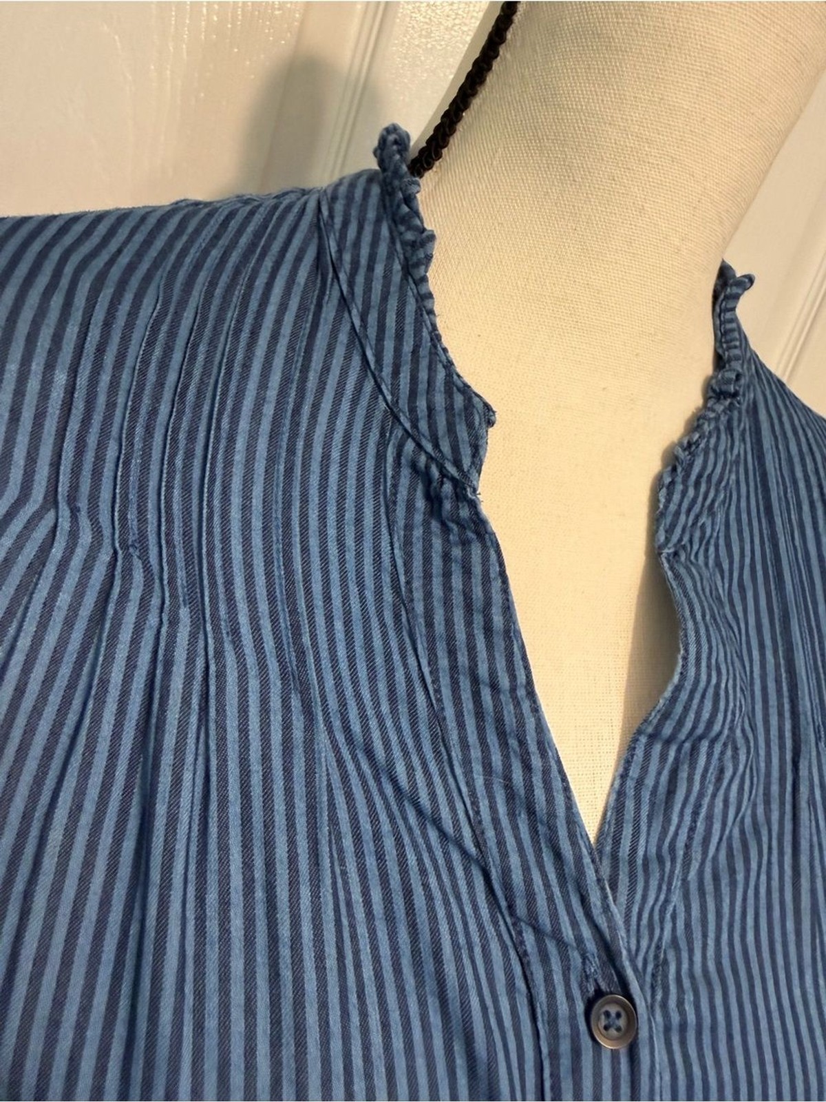 Sundance Navy and Light Blue 100% Cotton Striped Top