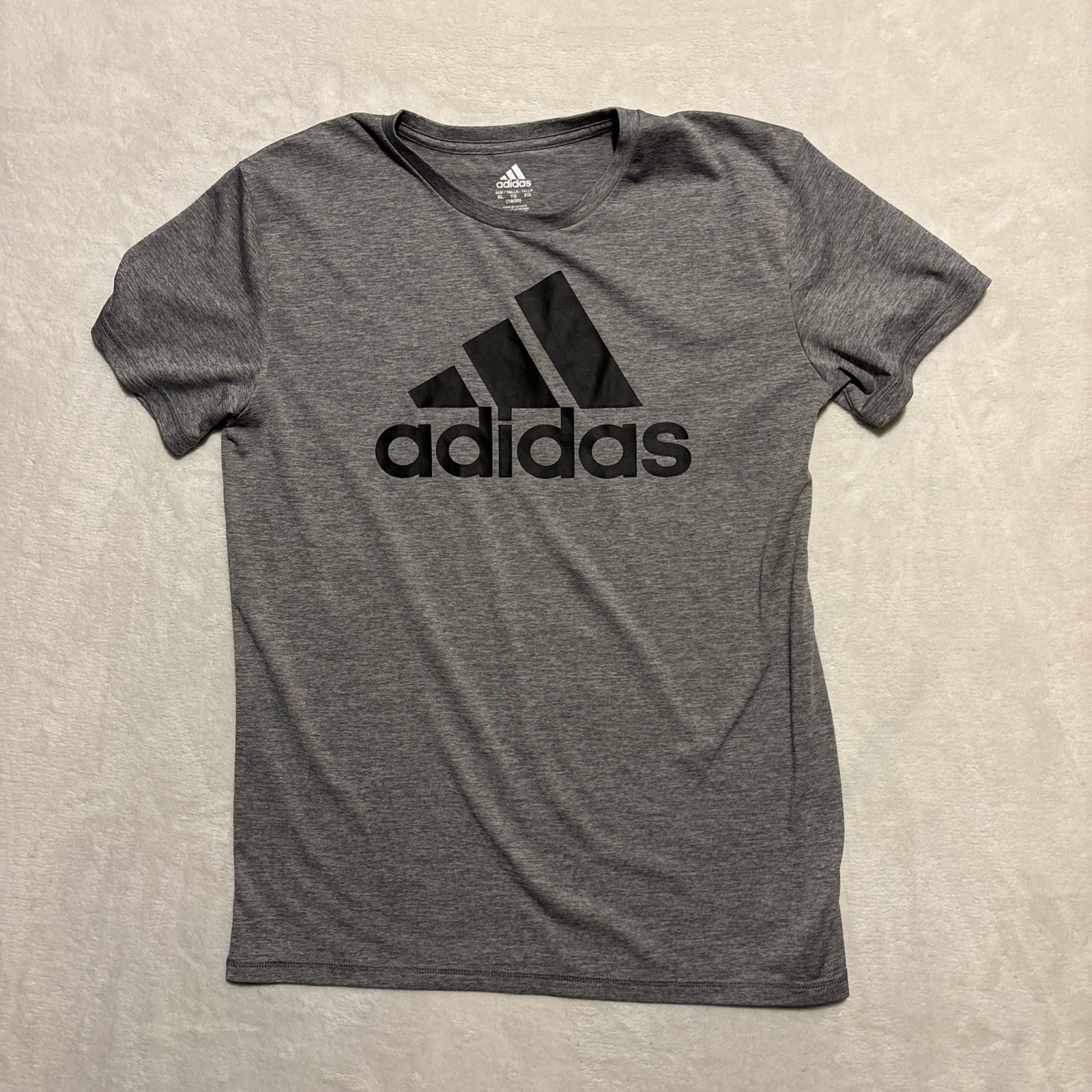 Adidas Shirt Youth’s XL (18-20) Grey Athletic Gym Shirt Short Sleeve Climalite