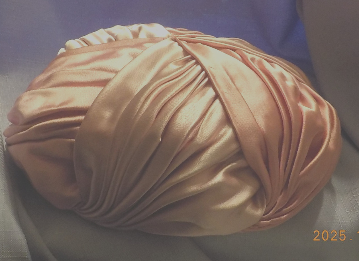 Vtg women 2 tone Pink SATIN fabric Hat by Mr. Stanley 20.75″