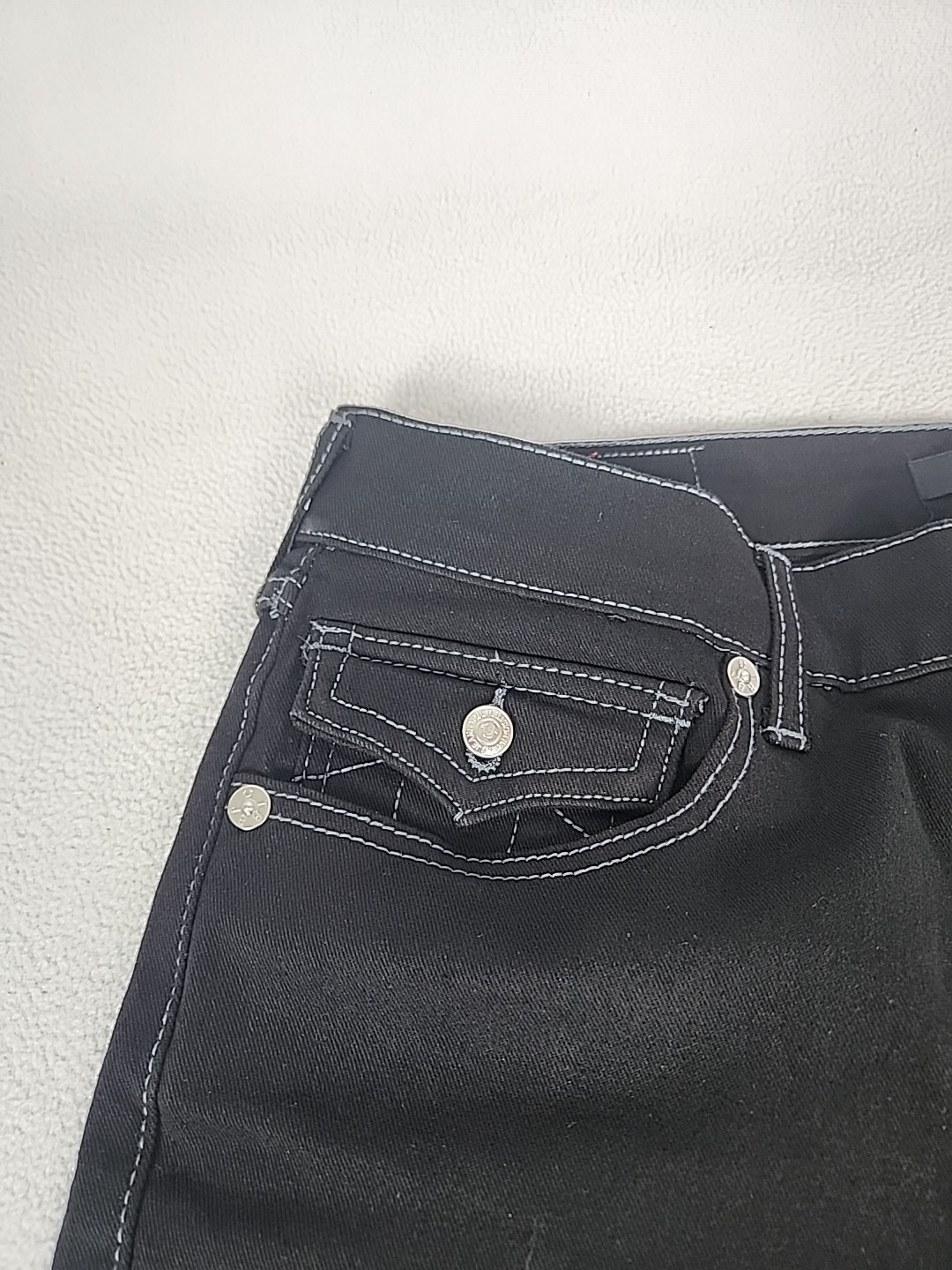 True Religion Ricky Relaxed Straight Denim Jeans 32X30 Men’s Black Flap Stretch