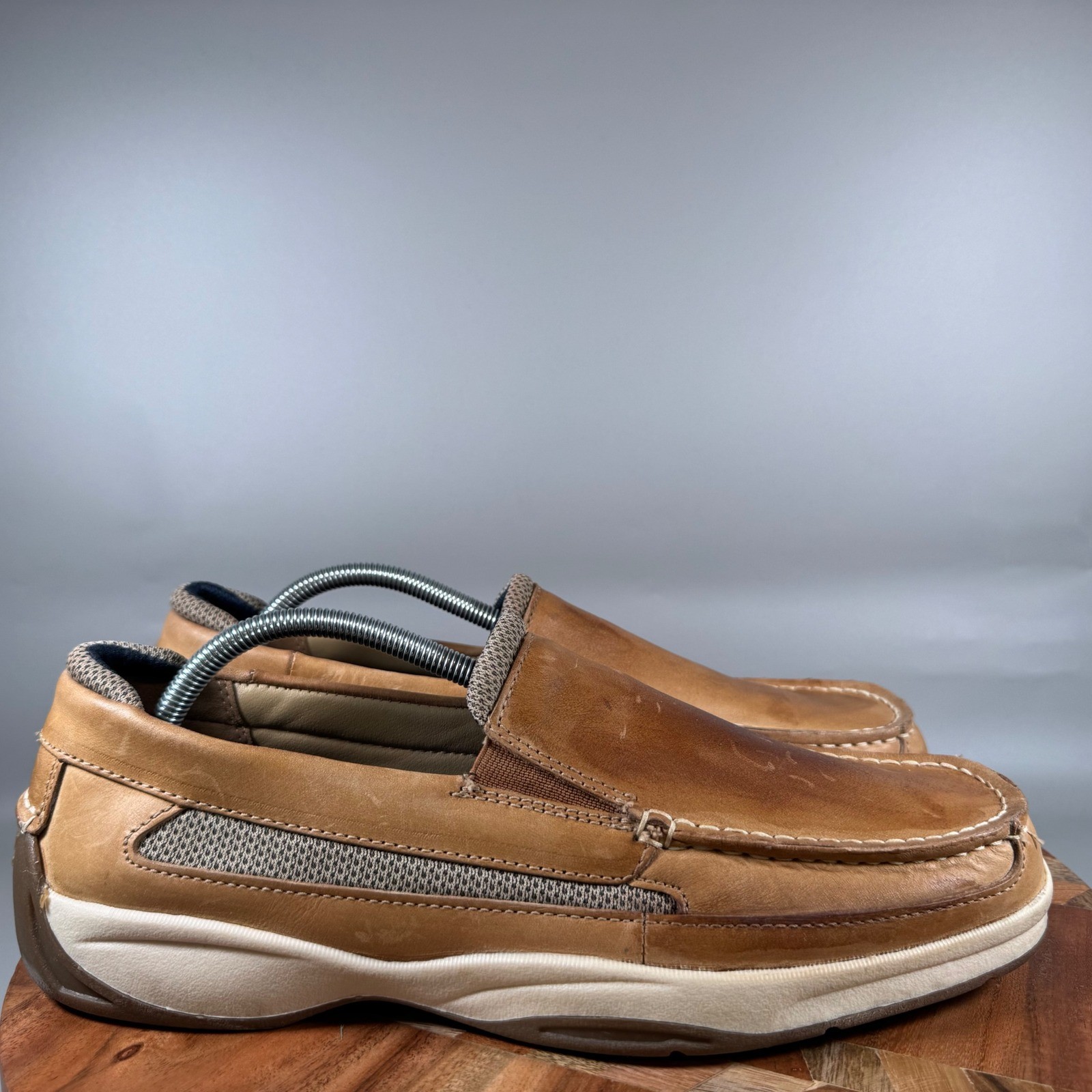 Sperry Top-Sider Mens Tan Brown Leather Mesh Slip On Loafers STS22540 Size 11