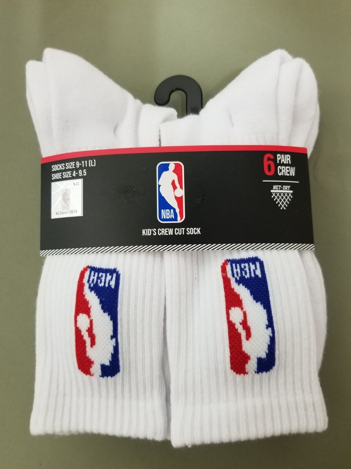 New Kids NBA 6 Pair Crew Cut Socks. 3 Colors To Choose.