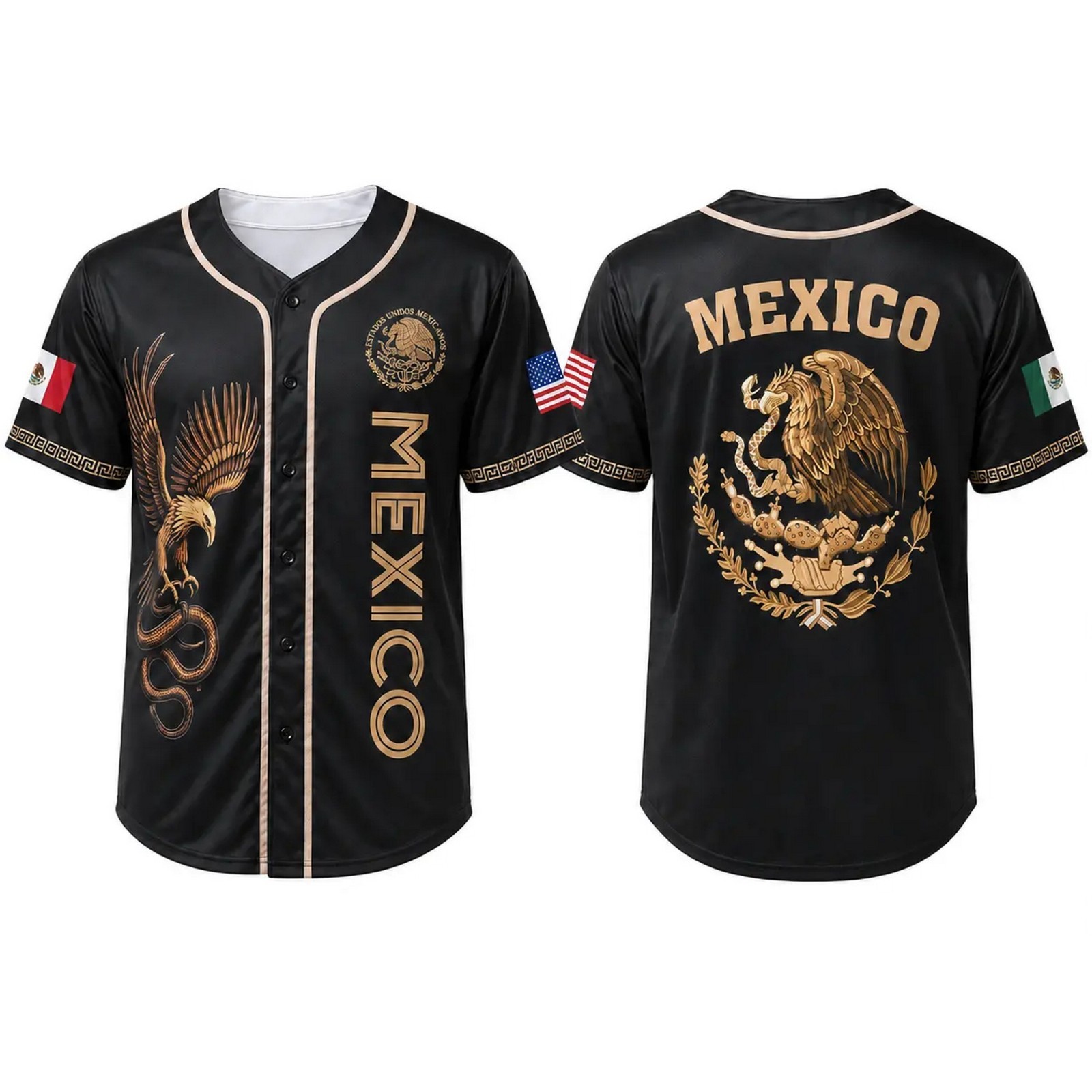 Mexico Flag Baseball Jersey, Green White Red Button Up Shirt, Mexican Jersey