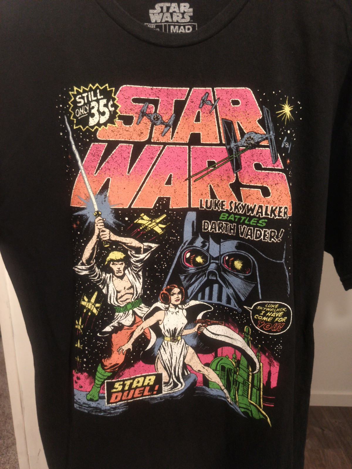 Star Wars Comic Promo TShirt Adult L Black Mad Engine Luke Skywalker Darth Vader