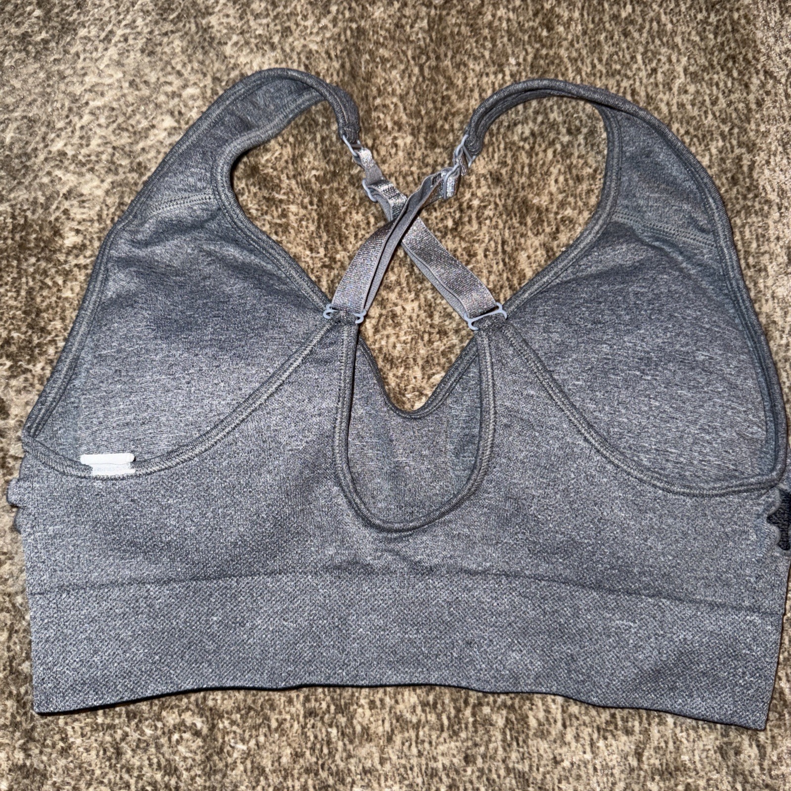 Pre-Owned Puma Gray Black White Convertible Sports Bra Medium M