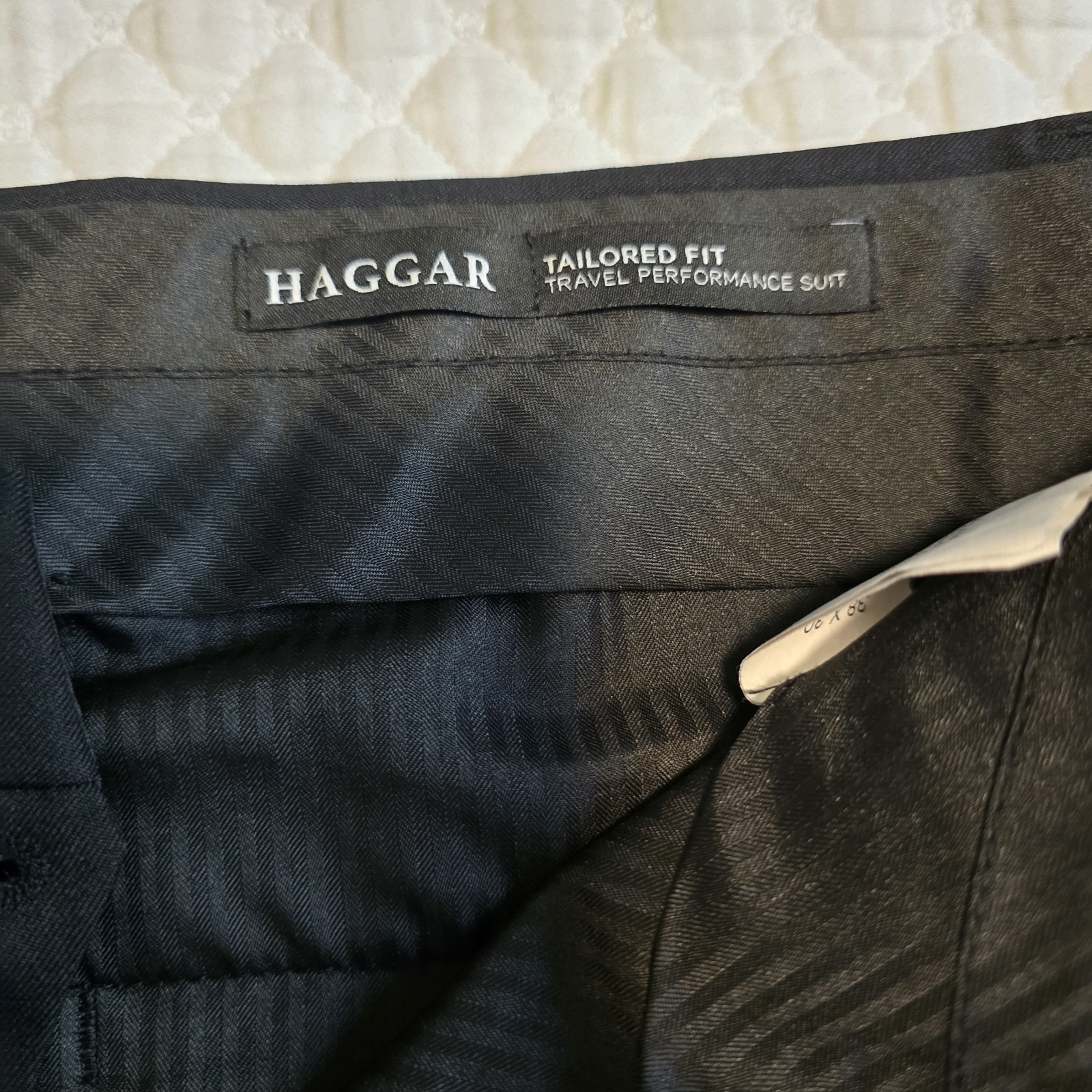 Haggar Mens Tailored Fit Travel Performance Suit Pants Black 38×30 WPL386