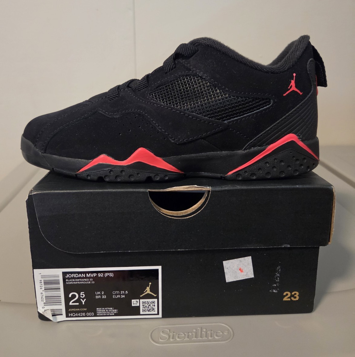 Jordan MVP 92 (PS) Kids Sneakers Black/Red Size 2.5Y HQ4426-003