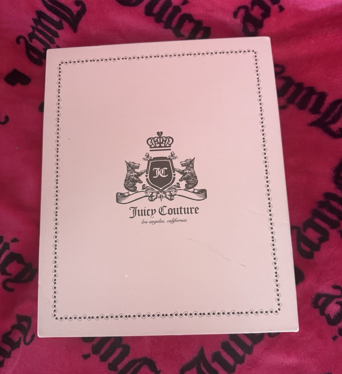 Juicy Couture Pink Zip-Around Wristlet Wallet, Chain Strap, Rhinestone Logo
