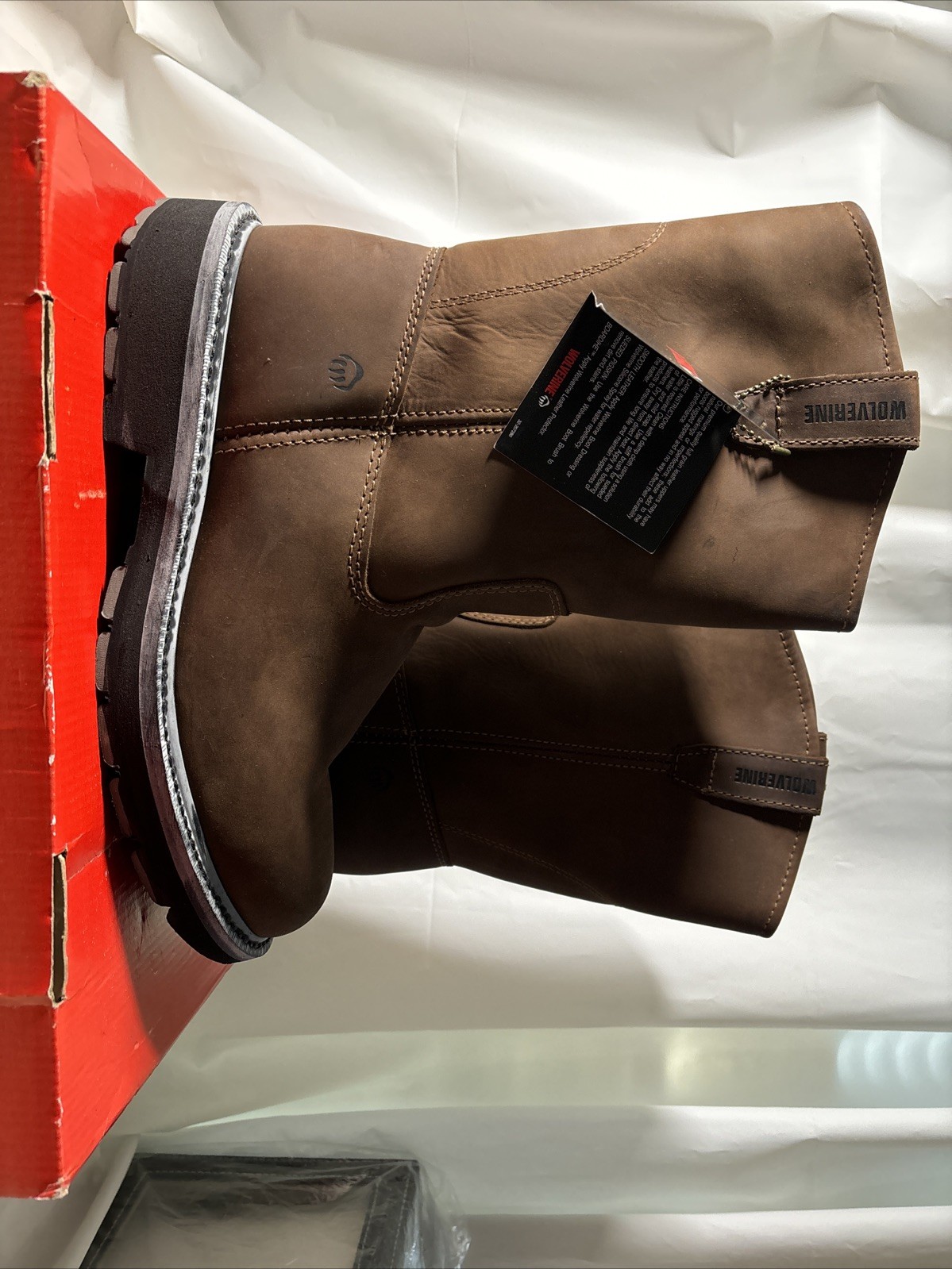 Wolverine Men Wellington 10″ Leather Work Boots Dark Brown W04727 Size 10M