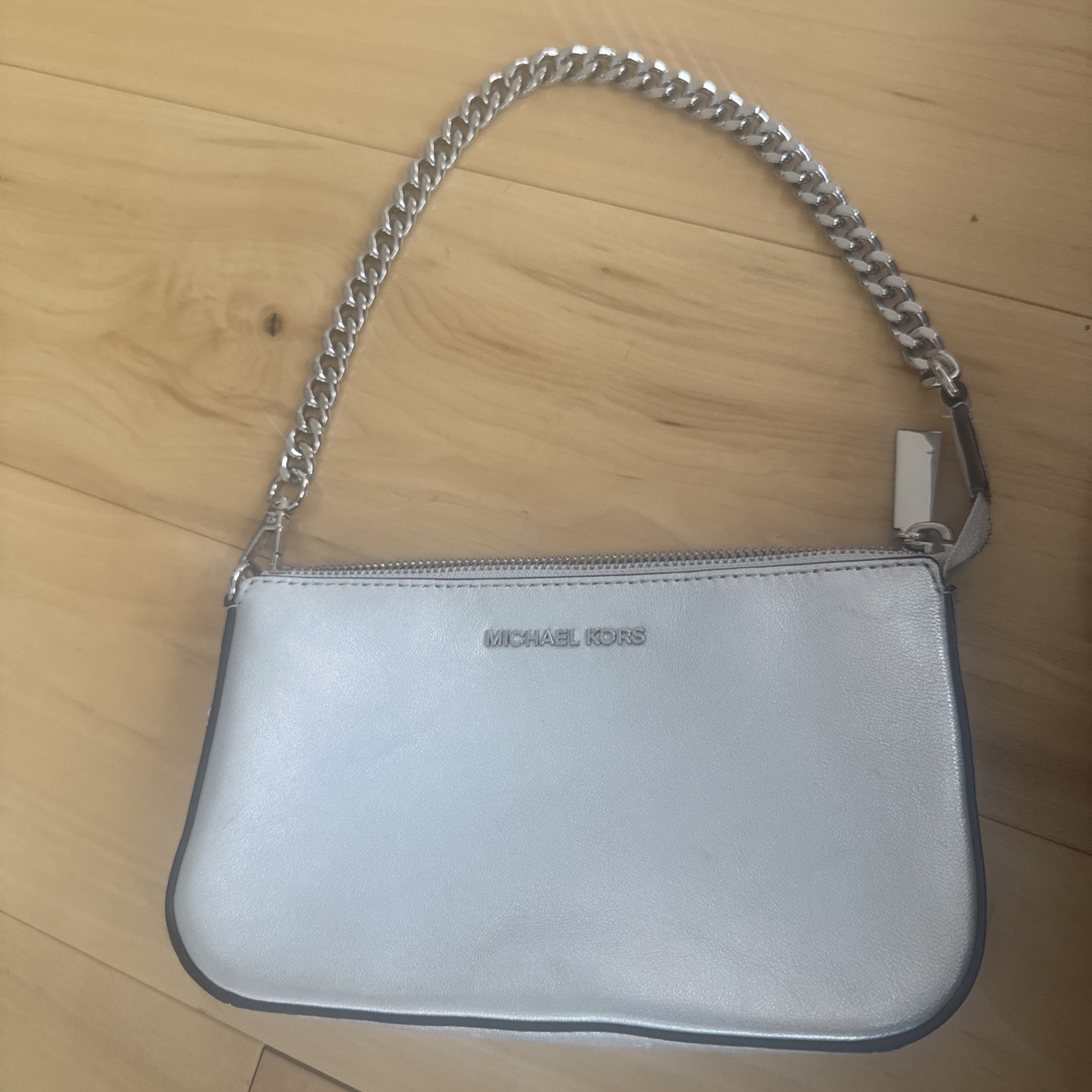 MICHAEL KORS Jet Set Chain MD Zip Saffiano Leather Pouchette bag