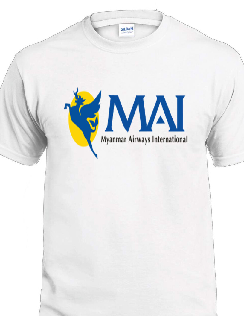 Myanmar International Airways T-shirt Yangon Air Travel Asia Burma Tee