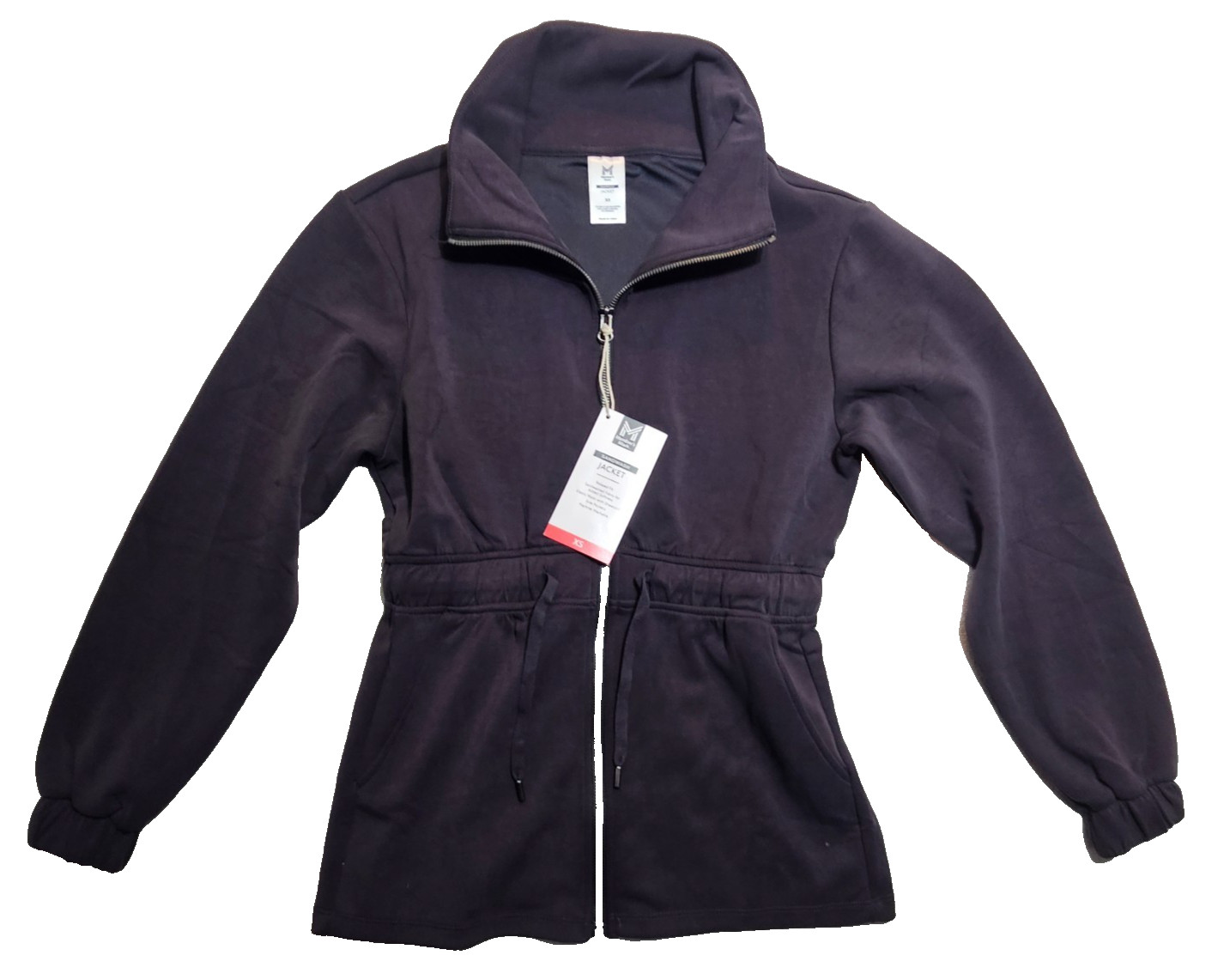 Jacket Black Sandwash Pockets Draw String Waist Women’s XS By Member’s Mark