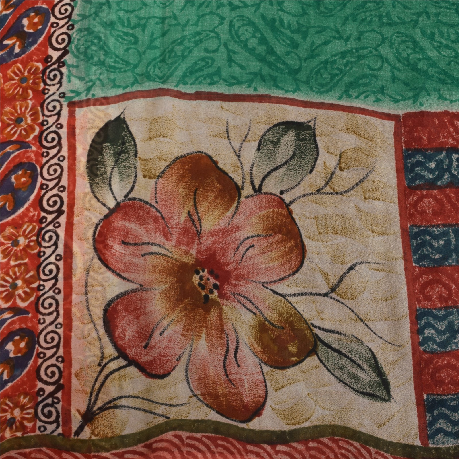 Sanskriti Vintage Printed Blend Georgette Sarees Multi Color Sari Craft Fabric