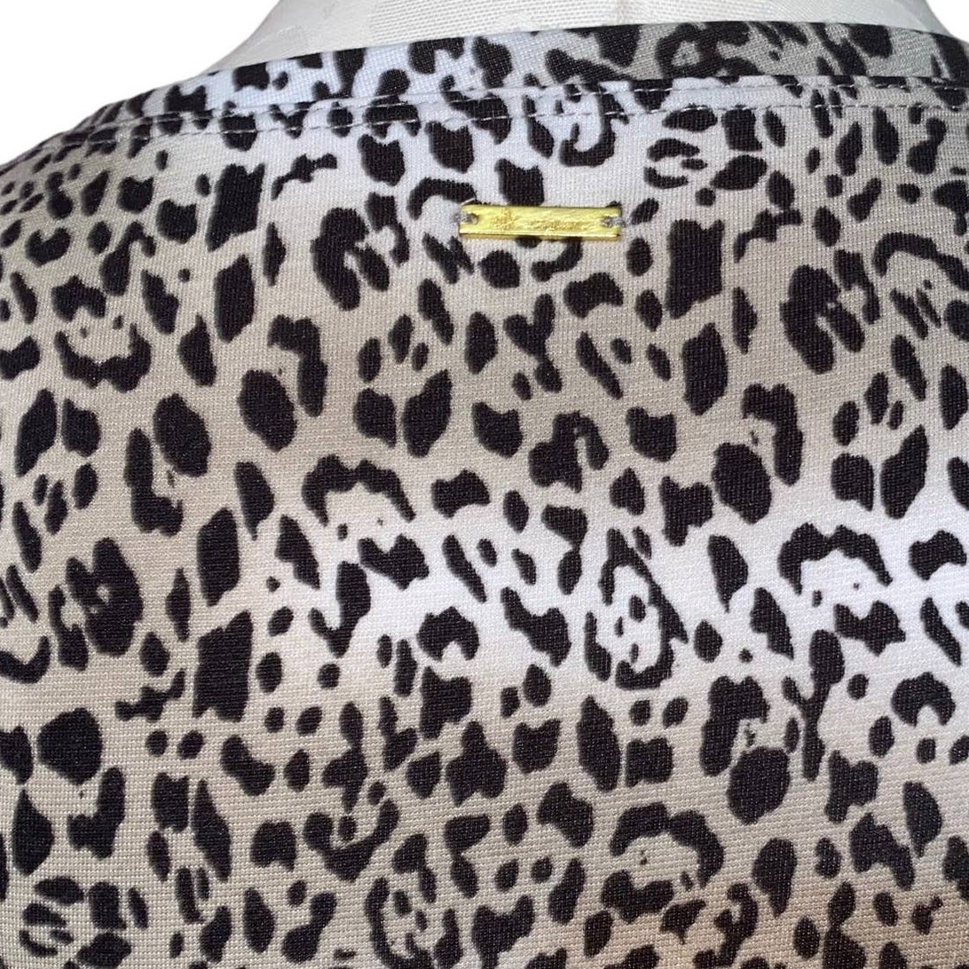 AK Anne Klein Classic Leopard Print Sleeveless High Neck Blouse Size Large