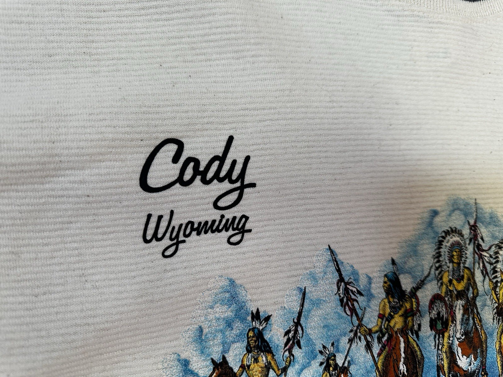 Vintage NEW Cal Cru Native American Tee Men’s XL Cody Wyoming Textures Short Slv