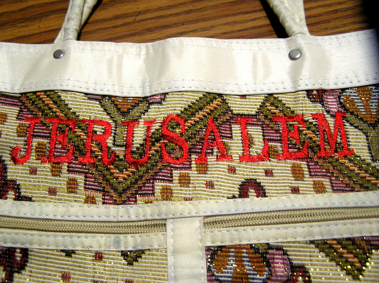 Embroidered “Jerusalem” Tapestry Tote Featuring Geometric Anatolian Patterns