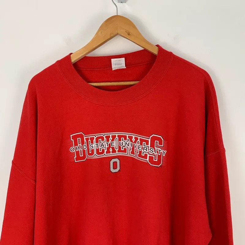 Retro Buckeyes American Football Sweatshirt Mens 2XL Red Ohio State Uni Jumper
