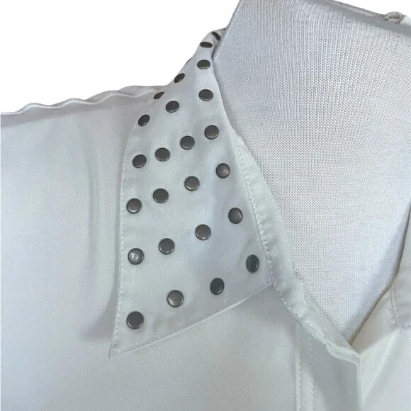 Walter Baker Blouse Sheer Ivory Embellished Beaded Collar Small Office Career