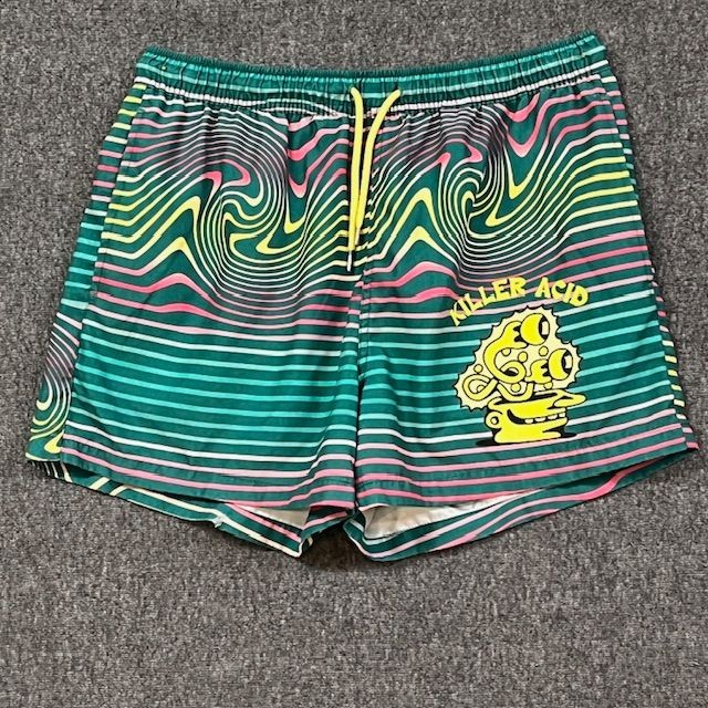 Killer Acid Board Shorts Mens Size XL No Bad Trips Green/Yellow Swim Santa Cruz