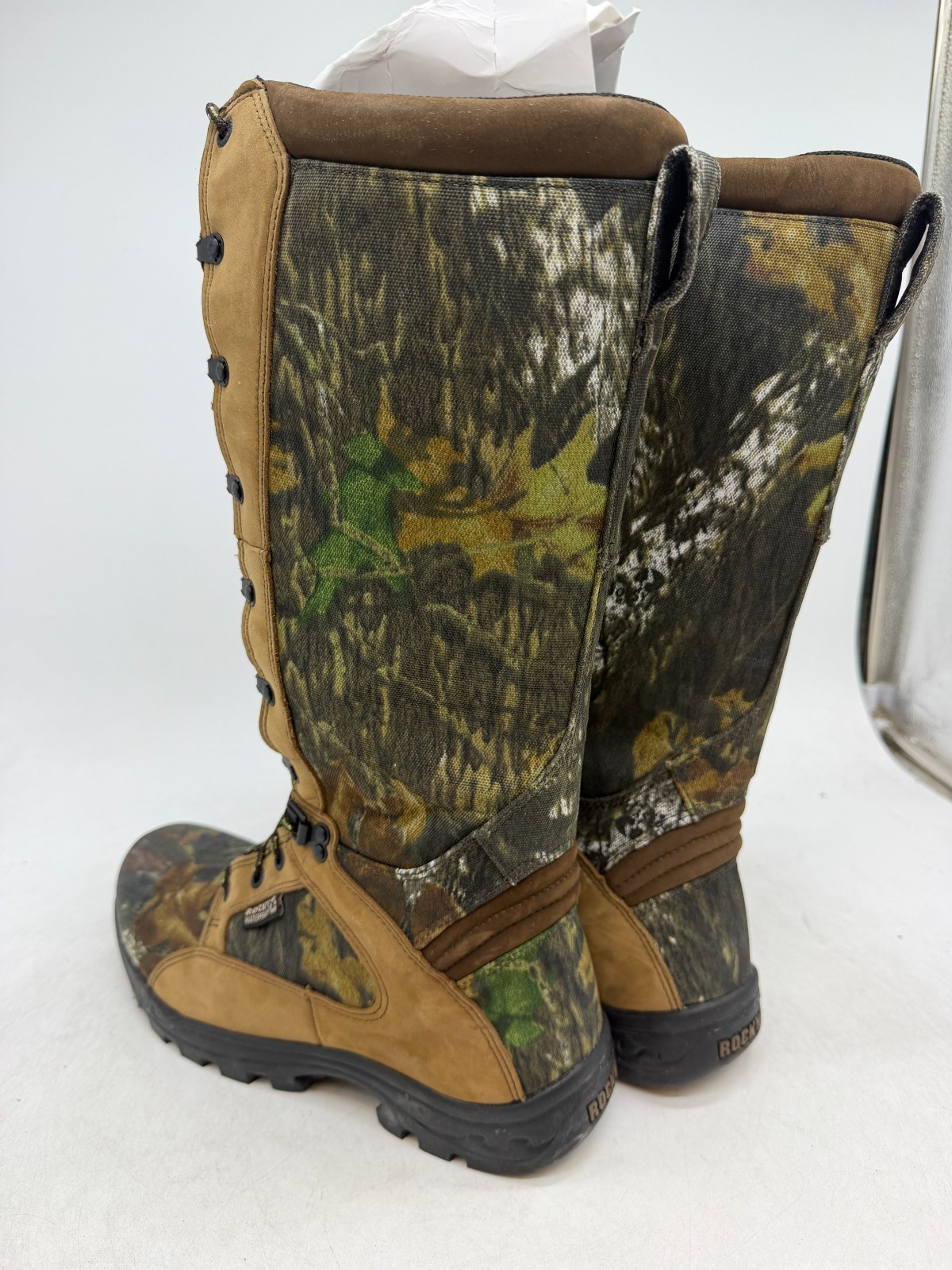 Rocky ProLight 16″ Hunting Boots Men’s Mossy Oak Camo Waterproof Snakeproof – 9