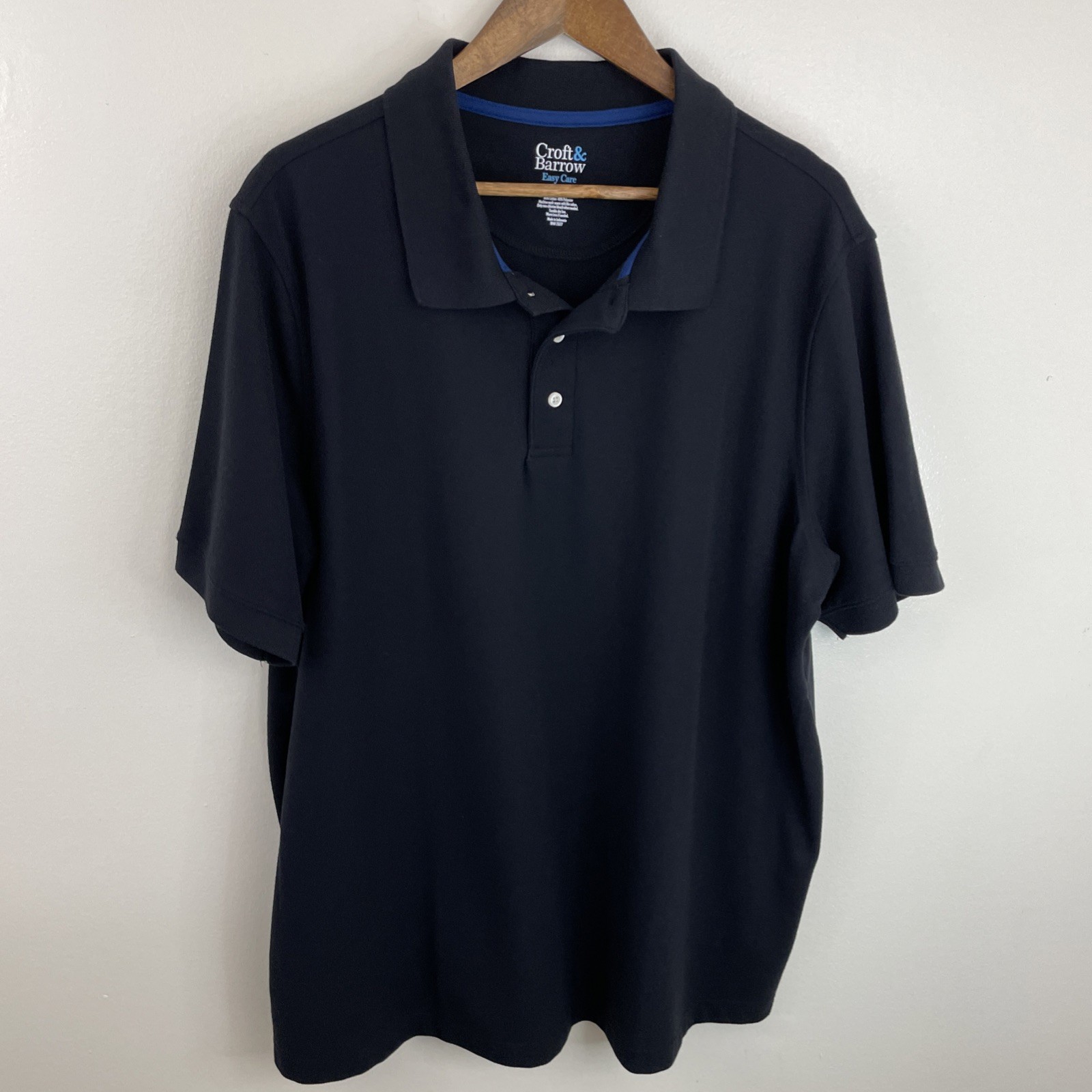 Croft & Barrow Polo Shirt Mens 2XB Big 2X Black Short Sleeve Classic