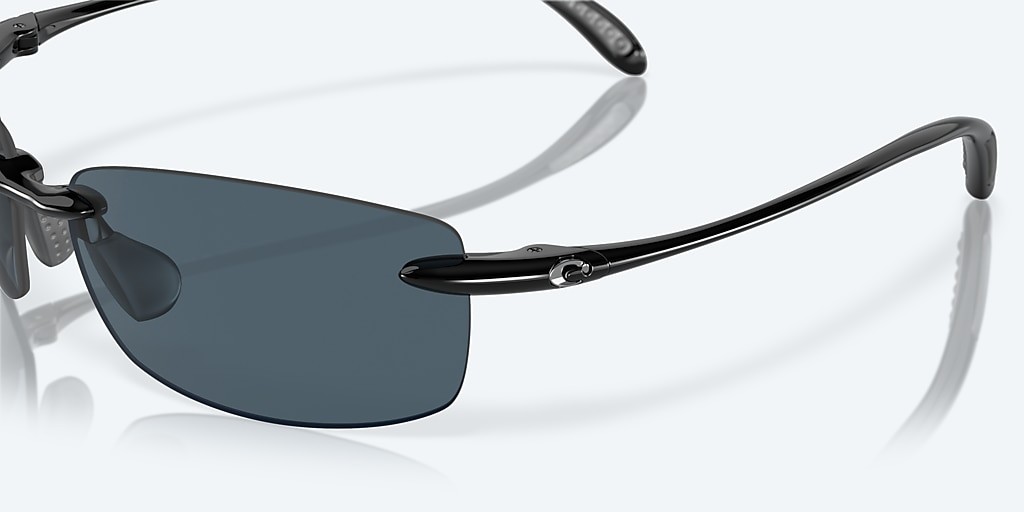 Costa Del Mar Ballast Shiny Black/Gray 580P Polarized 60 mm Sunglasses BA 11 OGP
