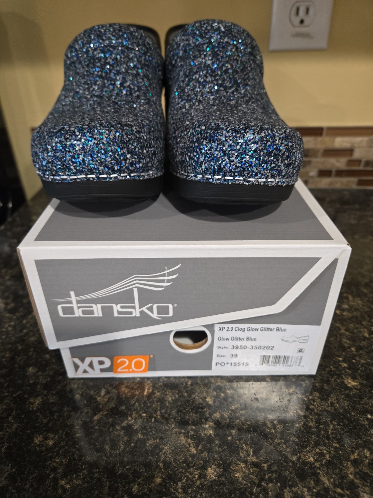 Womans Dansko XP 2.0 Clog Glow Glitter Blue 39 US 8/8.5
