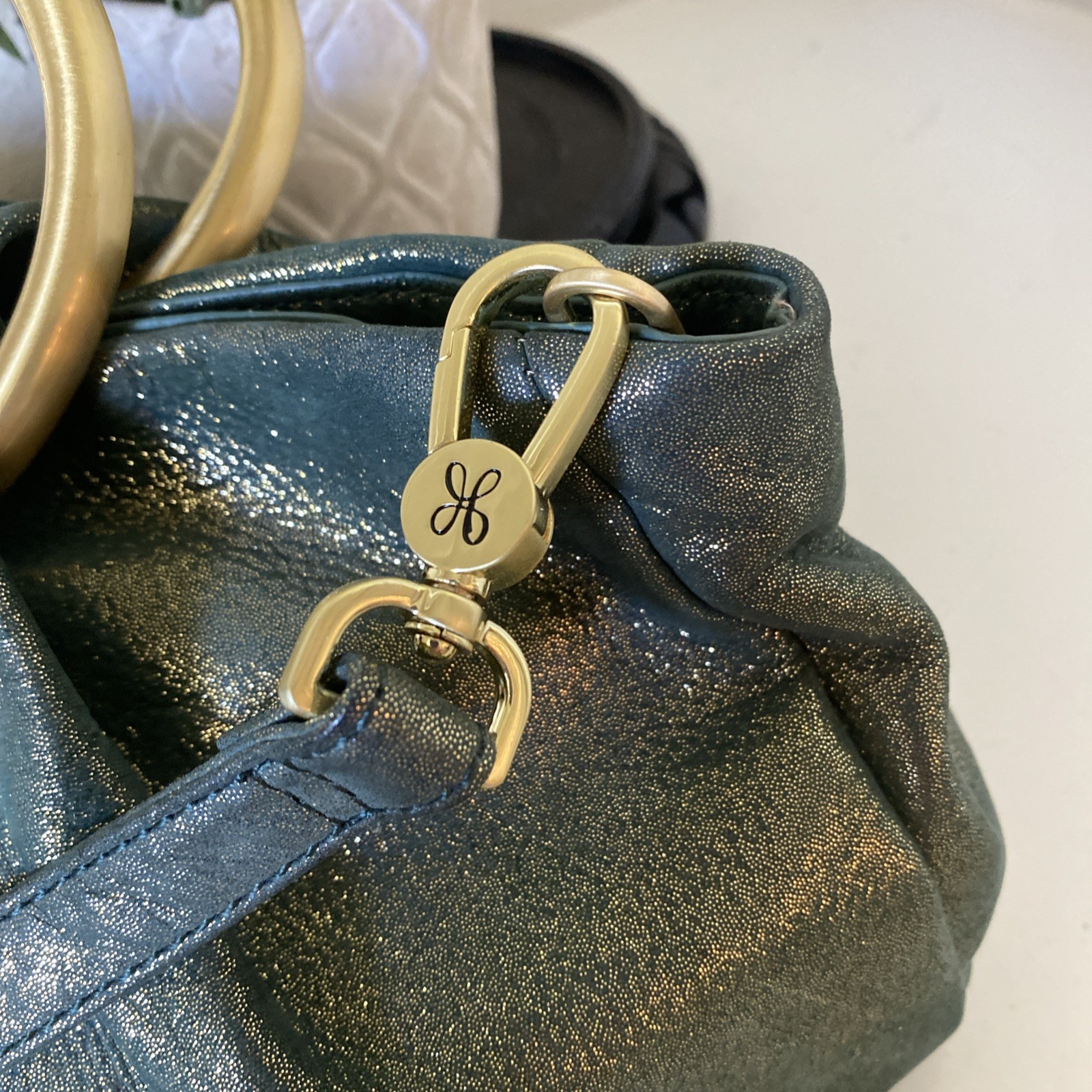 RARE Hobo Sheila Evergreen Shimmer Satchel Bag With Dust Bag NICE!