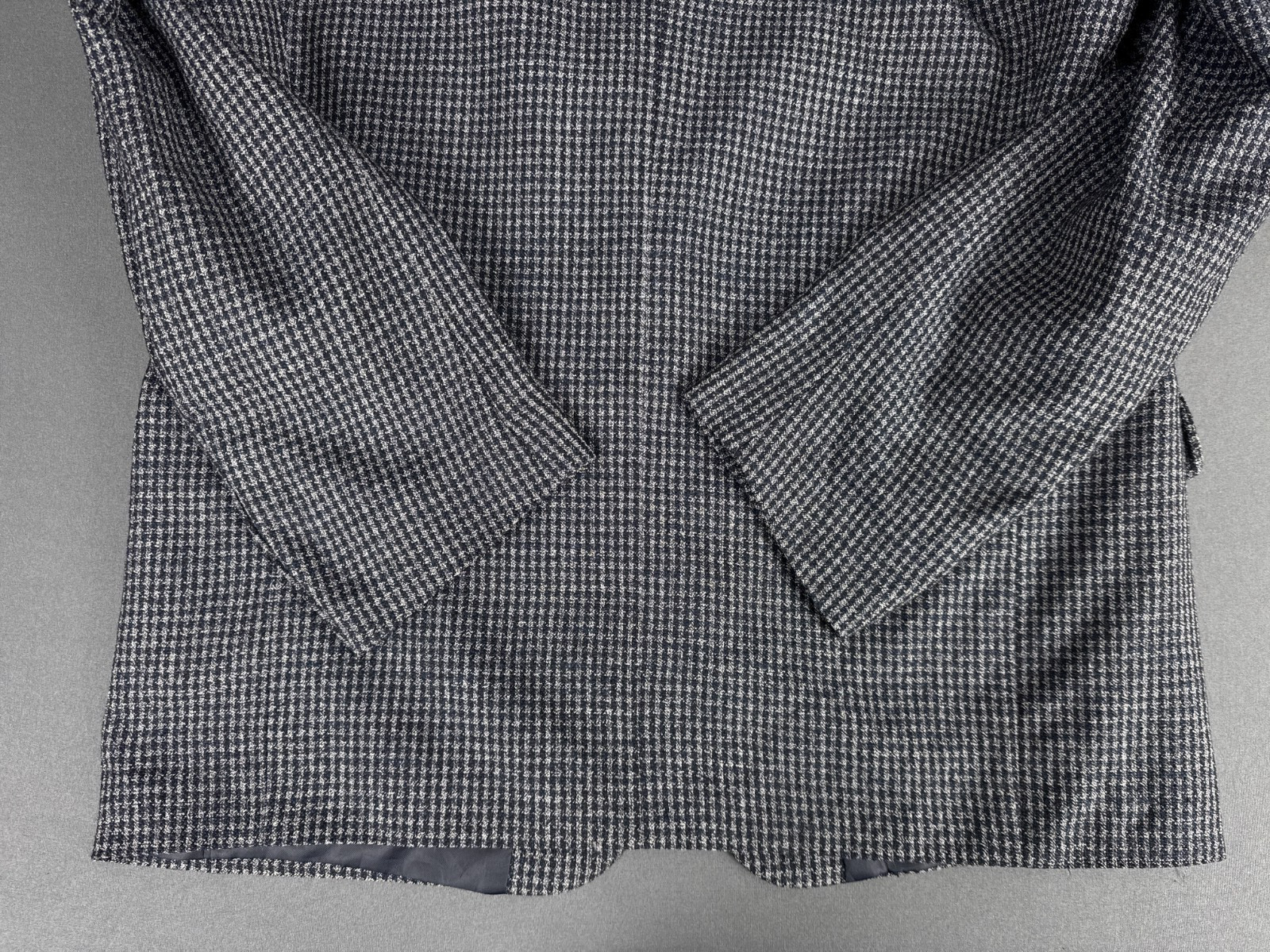 Versini 42R Silk Wool Blazer Grey Houndstooth Tailored Jacket 55% Silk 45% Wool
