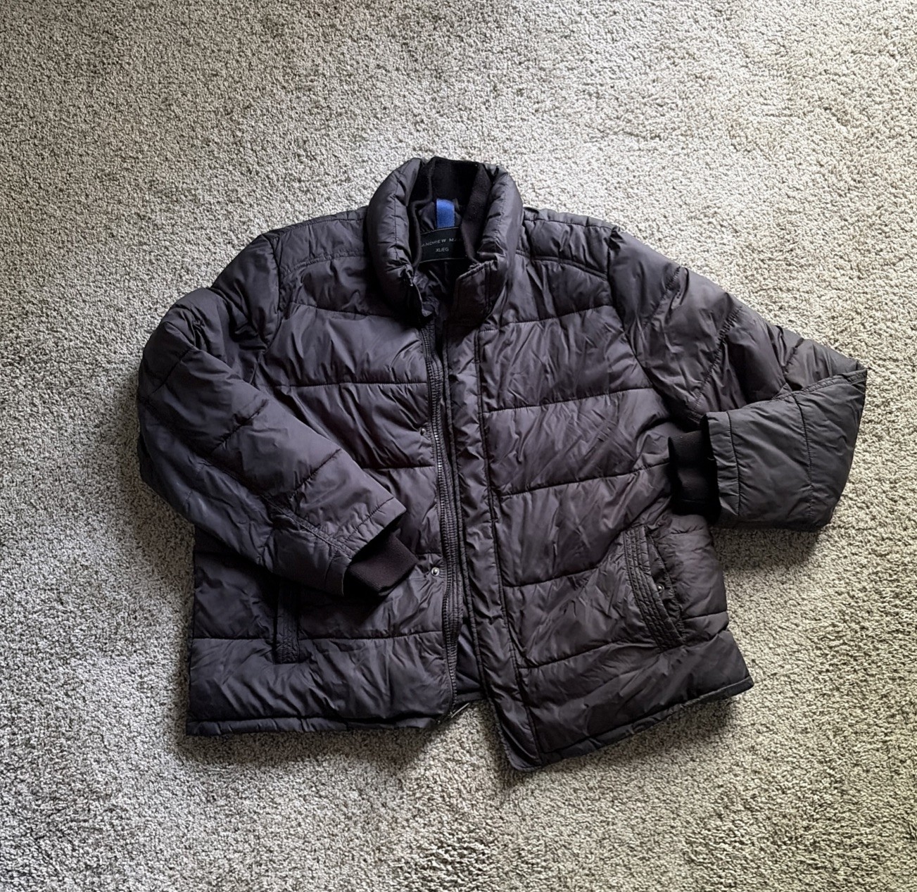 Andrew Marc Men’s XL Black Quilted Puffer Jacket Full Zip Winter Coat