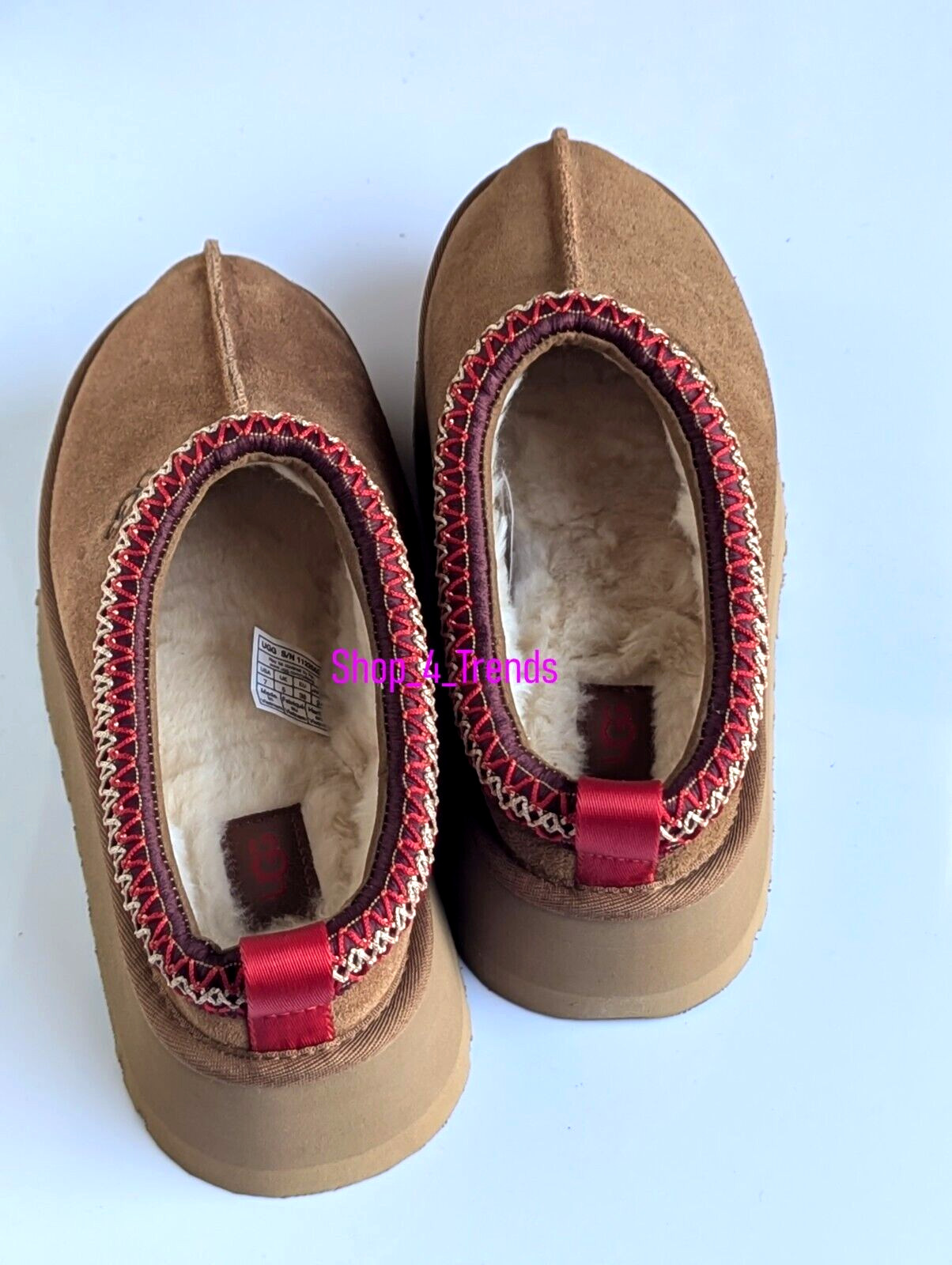 New Women’s Shoes UGG Brand Braid Tazz Platform Slippers 1122553 Chestnut