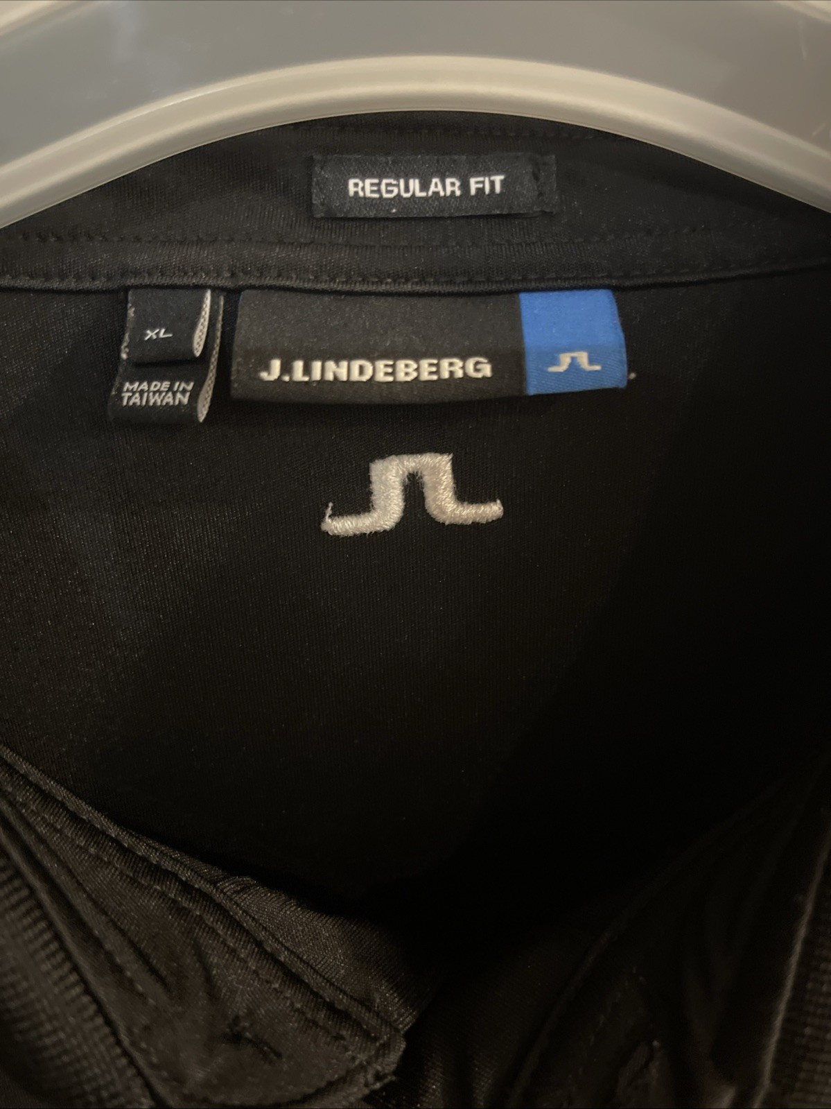 J Lindeberg Golf Polo Tour Tech Regular Fit XL Black 100% Polyester Nice!!