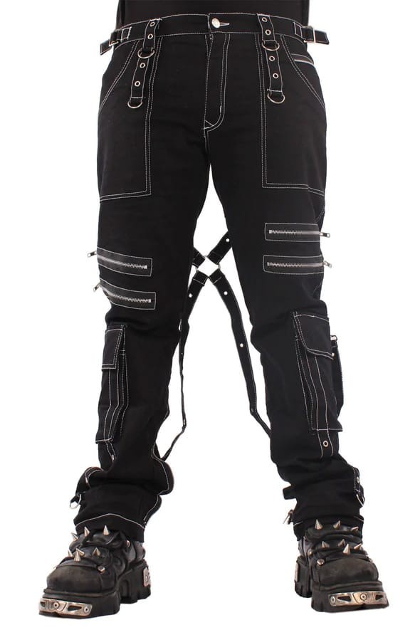 Fit Nexus Punk Rock Black Pants With D-rings And Straps