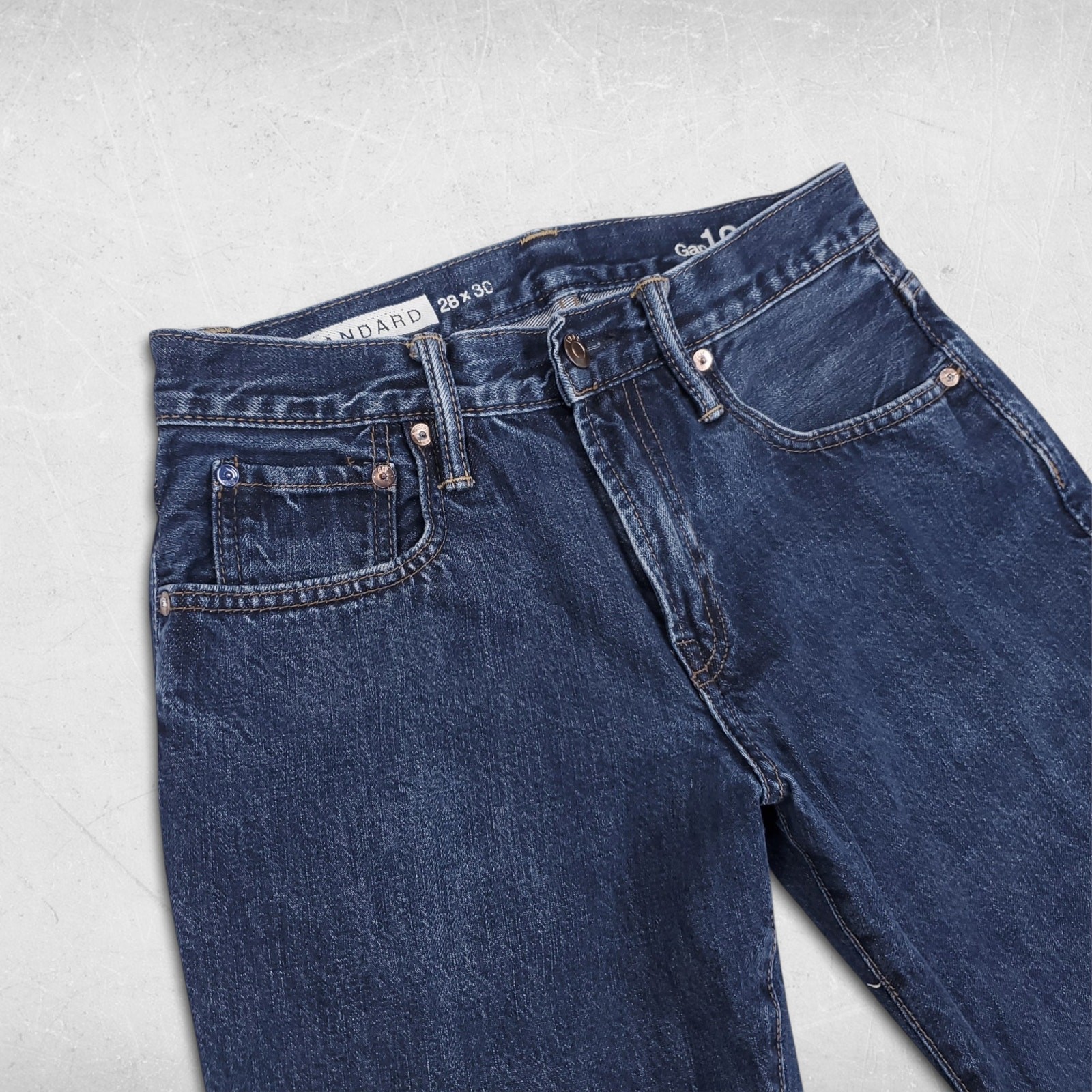 Gap 1969 Standard Jeans Mens 28×30 Blue Dark Wash Straight Leg Preppy Classic