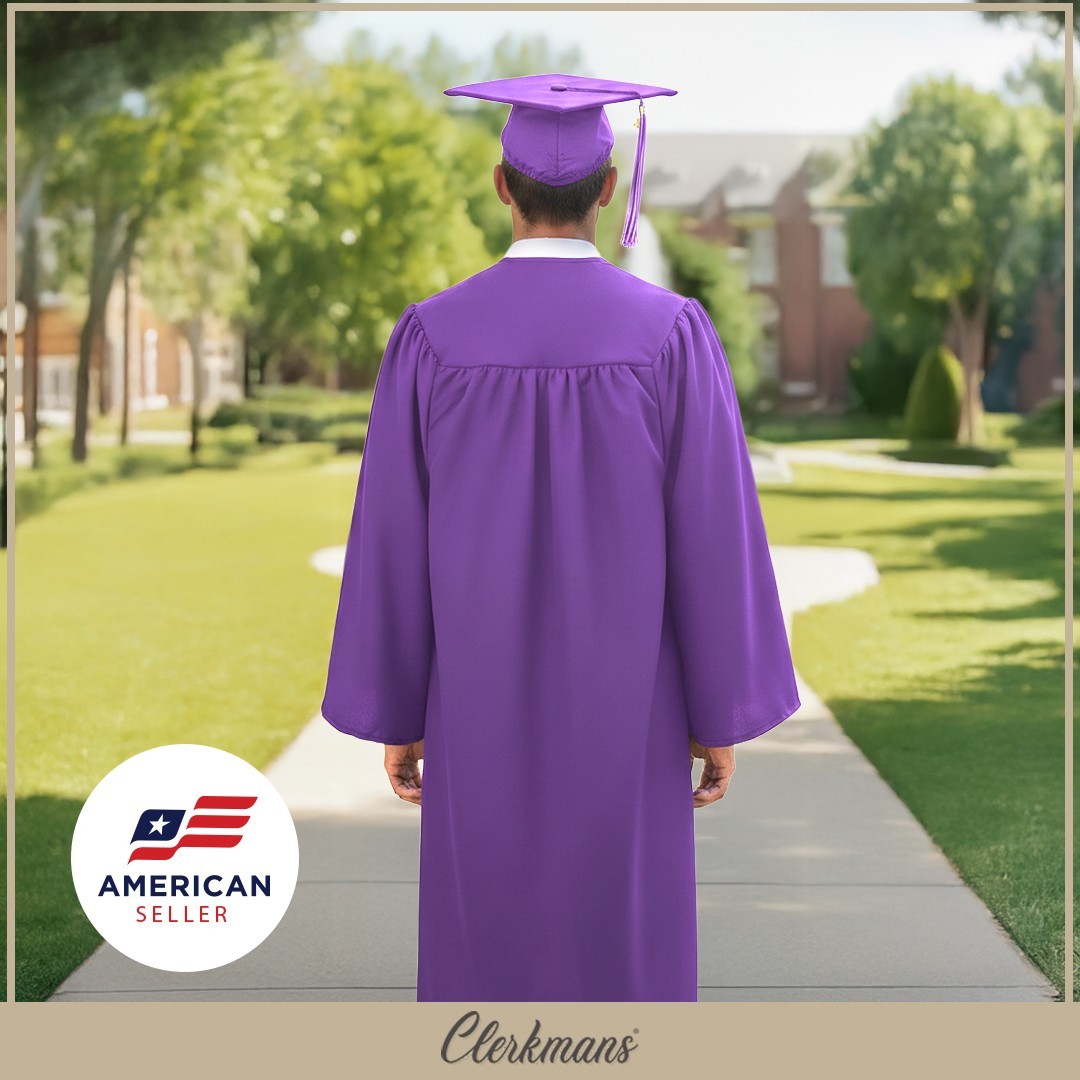 Matte Purple High School/Bachelor Graduation Cap and Gown