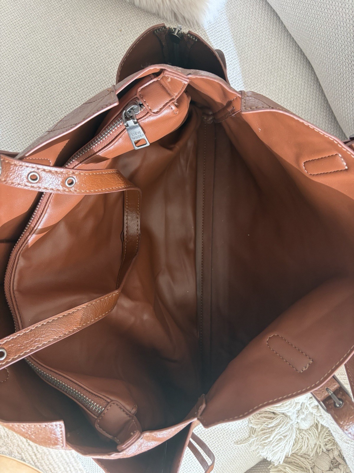 Steve Madden Brown Large Distressed Vegan leather Bag